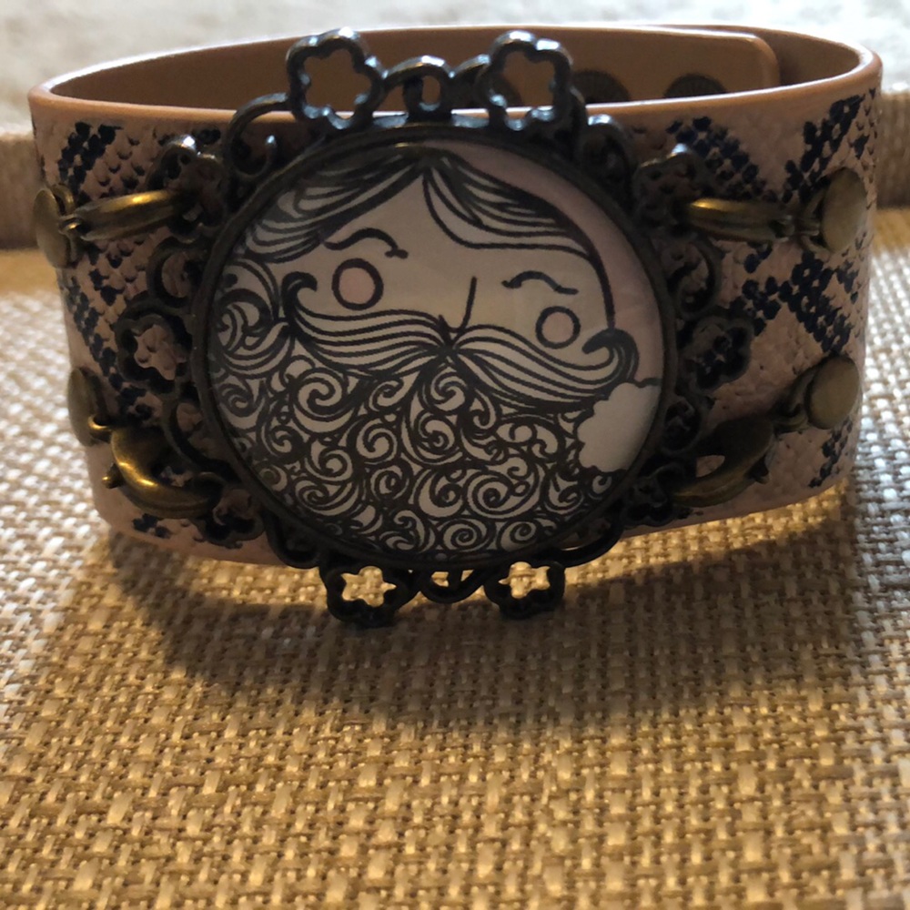 Artistic blush snake print Bracelet with charm